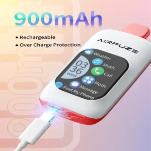 Rechargeable vape device with 900mAh battery and USB-C charging