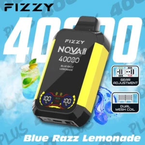 Blue Razz Lemonade FIZZY NOVA Plus vape with citrus and mint visual cues