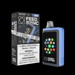Feed Sync 25K disposable vape with Arctic Blue Razz flavour and smart touchscreen