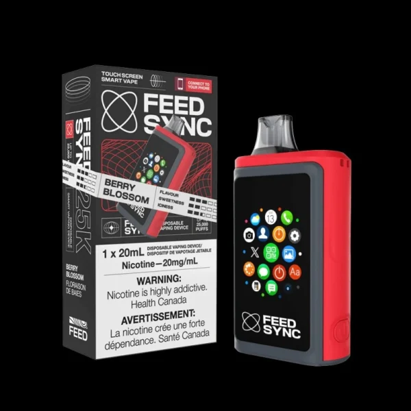 Berry Blossom Feed Sync disposable vape with touchscreen display