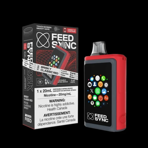 Feed Sync vape in Brisky Classic Red with bold design and smart screen