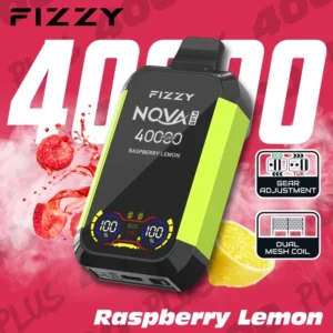 Raspberry Lemon flavor FIZZY NOVA Plus with bright, fruity vape visuals