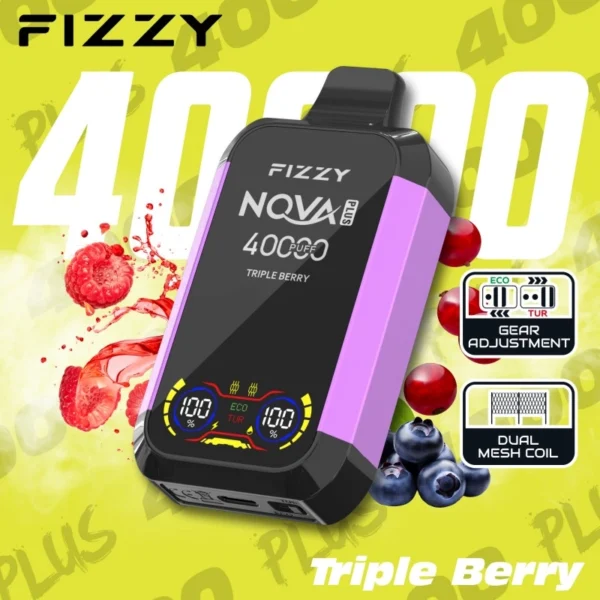 Triple Berry flavor FIZZY NOVA Plus with colorful berry visuals