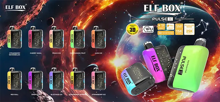 ELF BOX Pulse X 25000 puffs disposable vape with dual mesh and 3D curved LED screen