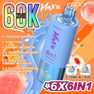 Mango Peach, Strawberry Raspberry, Blueberry Watermelon 6-in-1 Vape