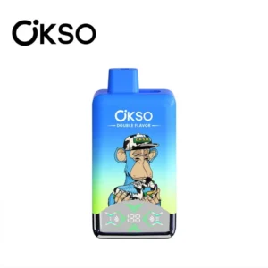 KSO Double Flavor 60000 disposable vape, blue shell, front view; 2% nicotine, 60,000 puffs, 0.8Ω dual mesh coils, 50mL split tanks, LED screen, Type-C.