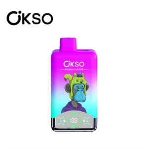 Front image of OKSO Double Flavor 60000, violet shell, 2% nicotine, up to 60,000 puffs, dual 0.8Ω mesh, split 50mL tanks, LED display and Type-C.