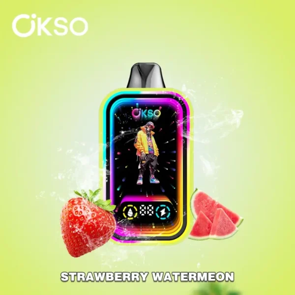 OKSO Magic Mirror 50K Disposable Vape Strawberry Watermelon flavor with 50,000 puffs, sweet strawberry and juicy watermelon blend.